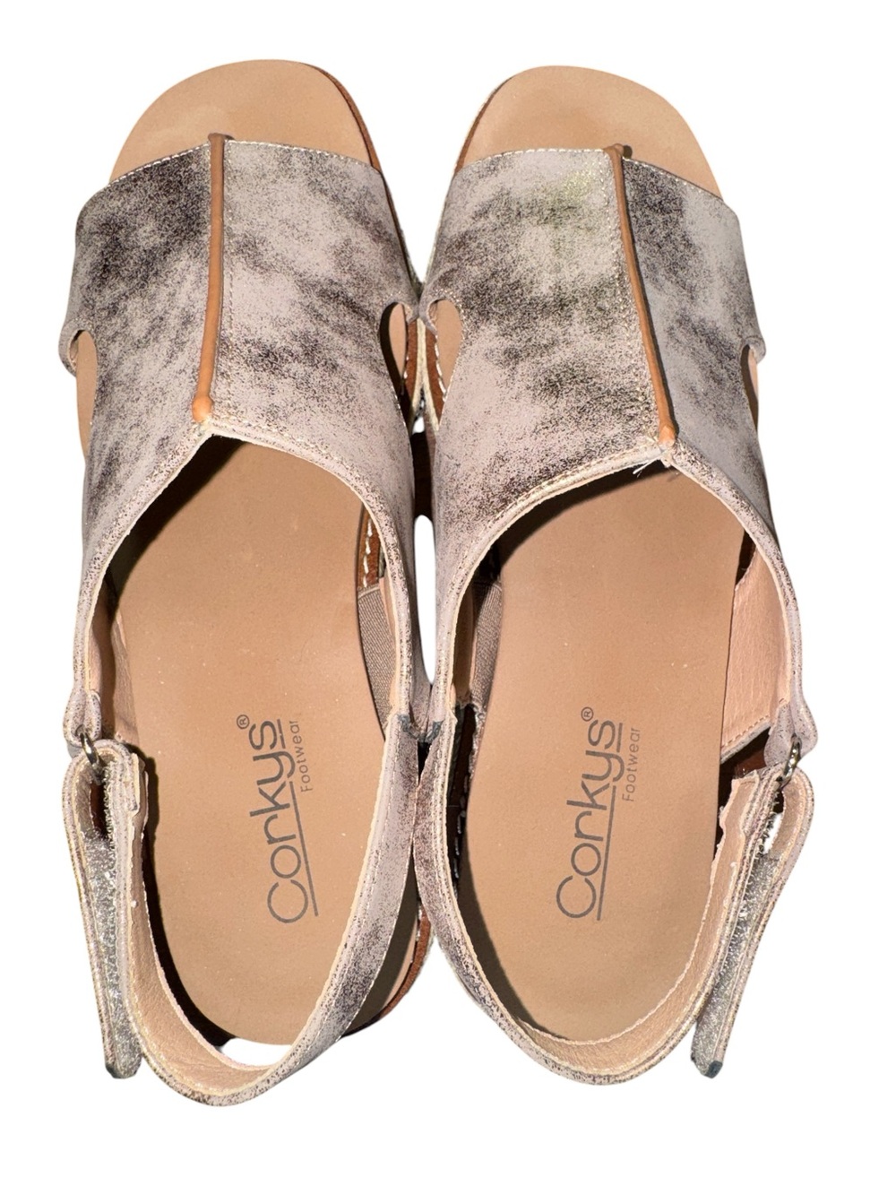 Corkys Ready or Not Metallic Gold Espadrille Wedge Sandals Size 8 Slingback - Picture 12 of 12